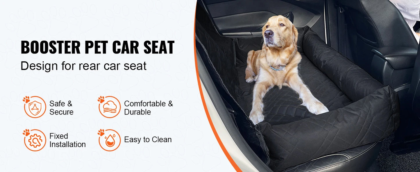 Waterproof Dog Car Booster Seat — Safety Leash Included, PP Cotton, All Sizes