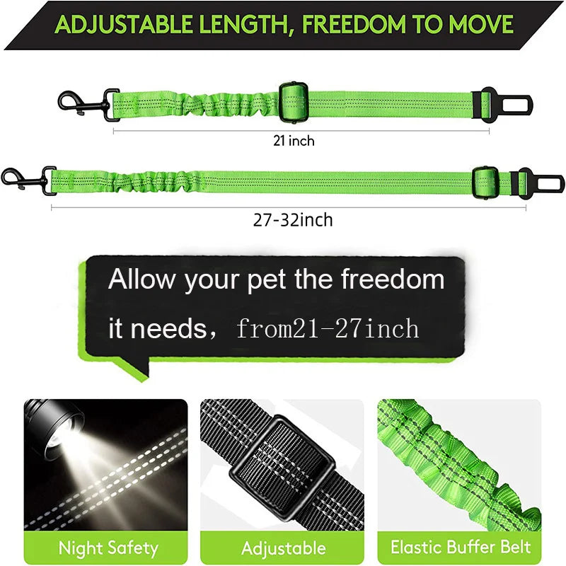 Premium Dog & Cat Car Safety Belt — Reflective Adjustable Traction Collar