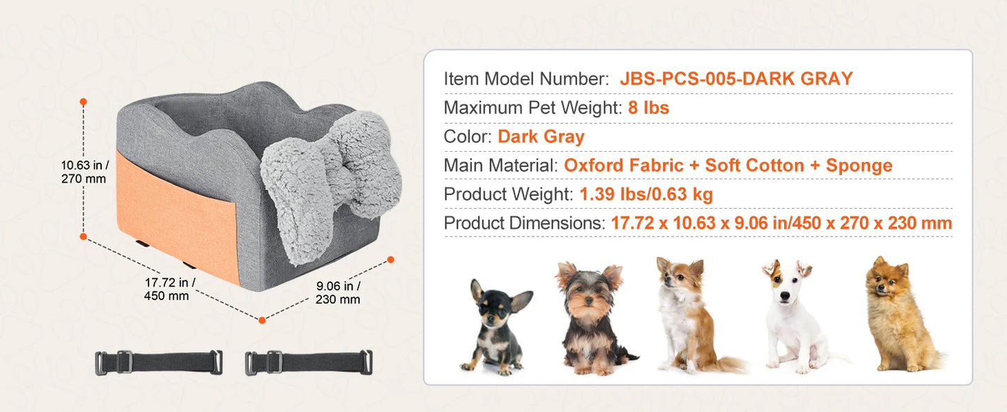 Waterproof Dog Car Booster Seat — Safety Leash Included, PP Cotton, All Sizes