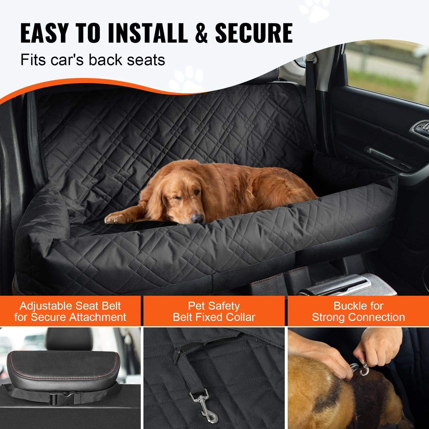 Waterproof Dog Booster Seat with Safety Leash — Medium & Large Dogs