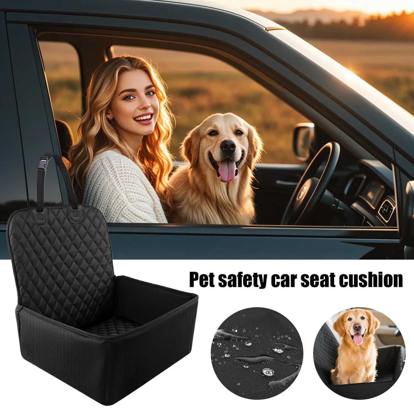 SUV Dog Booster Car Seat — Waterproof Carseat Cushion Carrier for Large Dogs