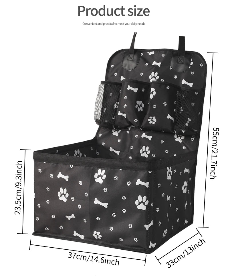 Compact Dog Booster Car Seat with Storage Pockets — Scratch-Proof