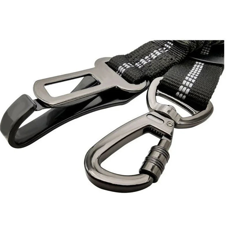 Heavy-Duty Reflective Dog Car Safety Leash — Adjustable Nylon Harness Belt