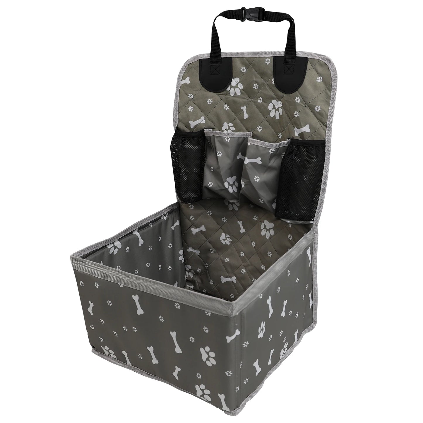 Portable Dog Car Booster Seat Carrier — Front Seat Travel Basket with Storage