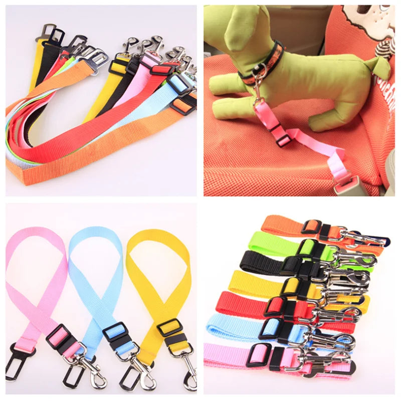 Universal Dog & Cat Car Safety Buckle Clip — Adjustable Nylon, 9 Sizes