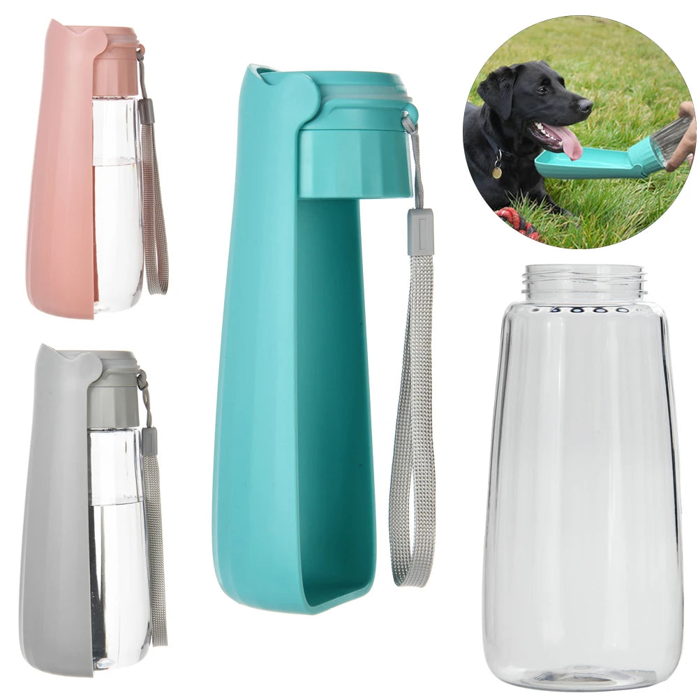 Outdoor Portable Dog Water Bottle with Drinking Bowl — Leak-Proof, 3 Sizes