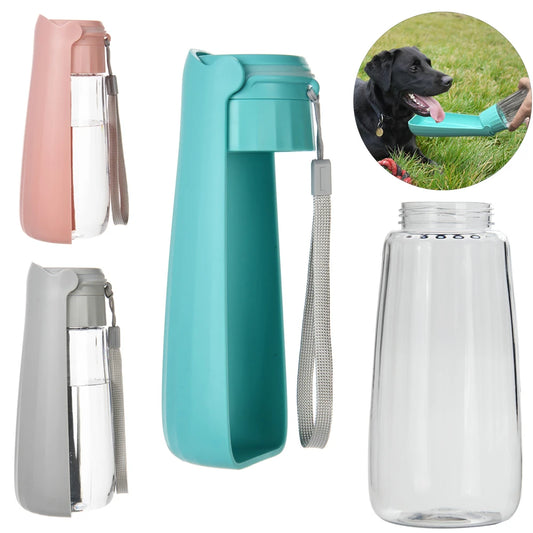 Outdoor Portable Dog Water Bottle with Drinking Bowl — Leak-Proof, 3 Sizes