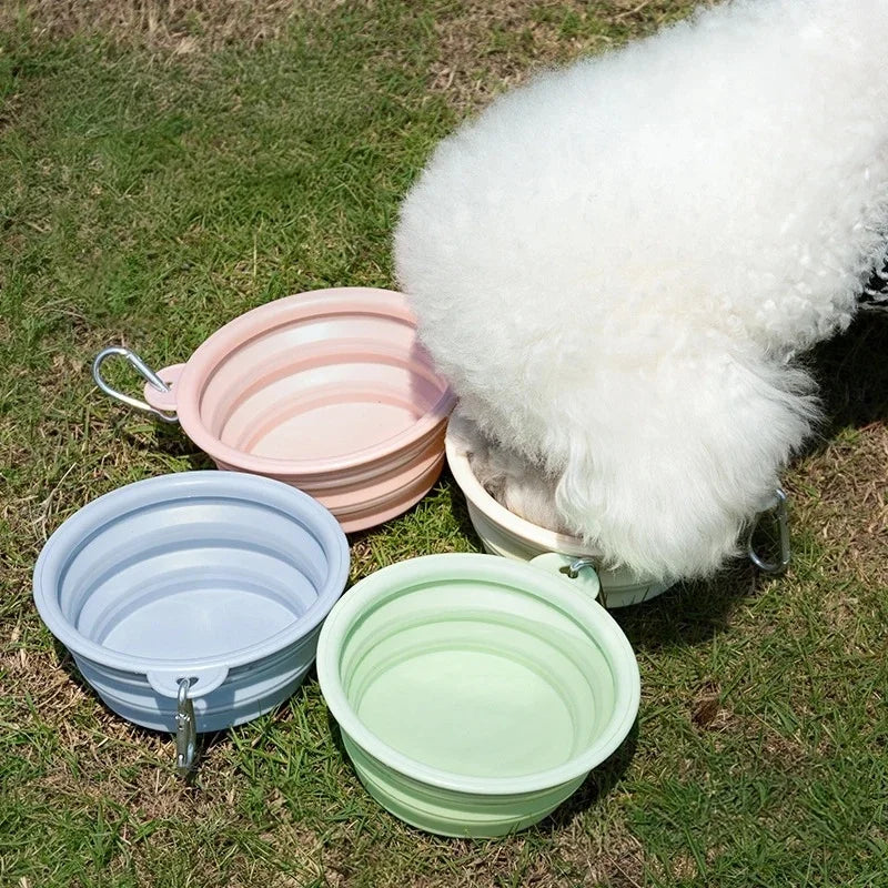 Foldable Dog Travel Bowl — Collapsible Silicone 350ml/1000ml, Multiple Colors