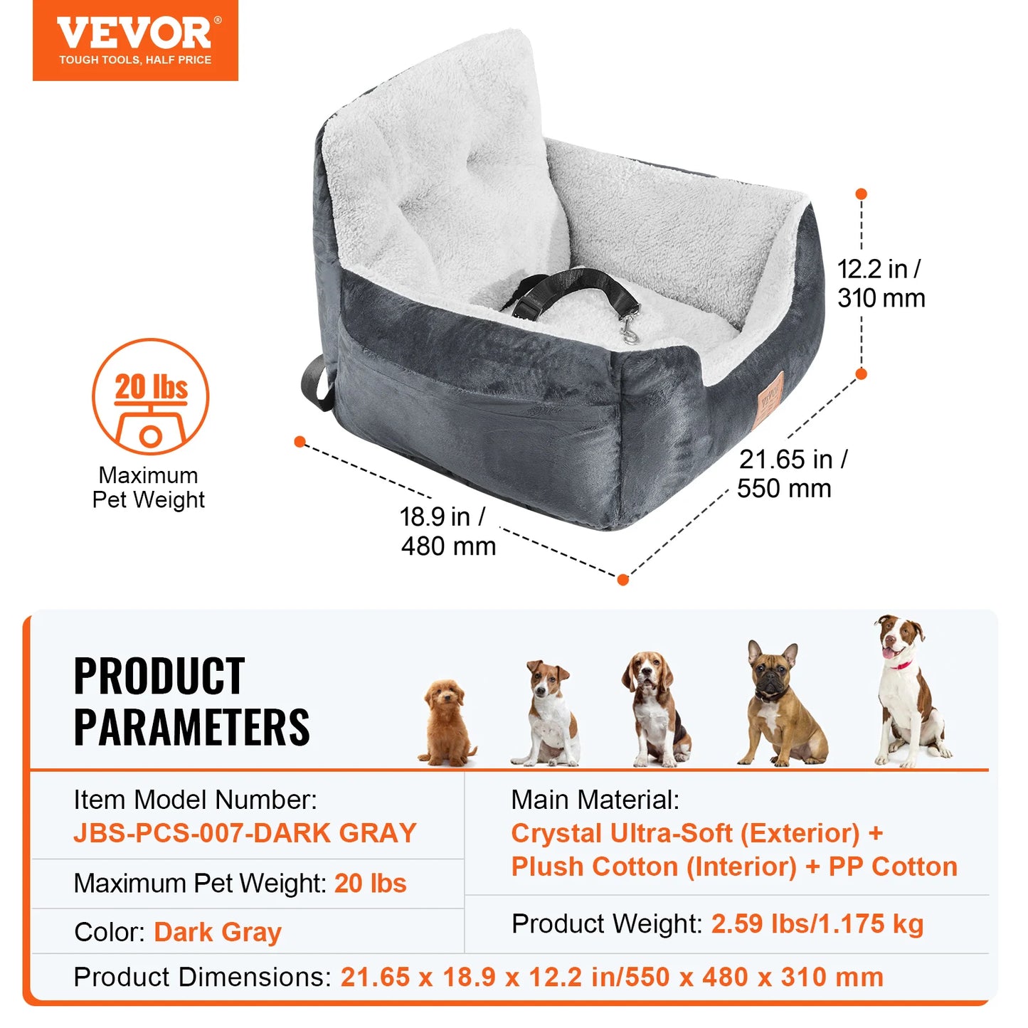Waterproof Dog Booster Seat with Safety Leash — Medium & Large Dogs