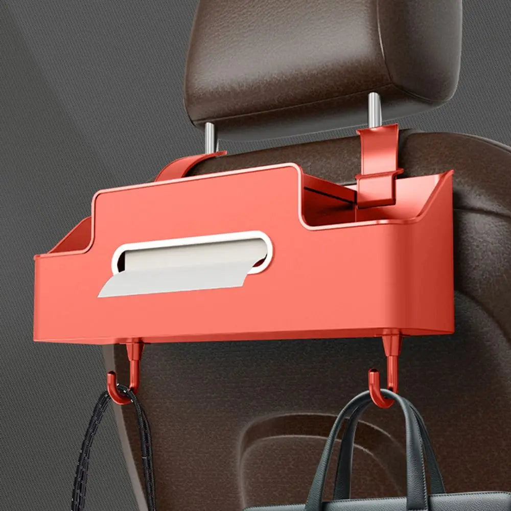 Car Headrest Organizer with Cup Holder & Phone Stand — Multi-Pocket Hanging Bag
