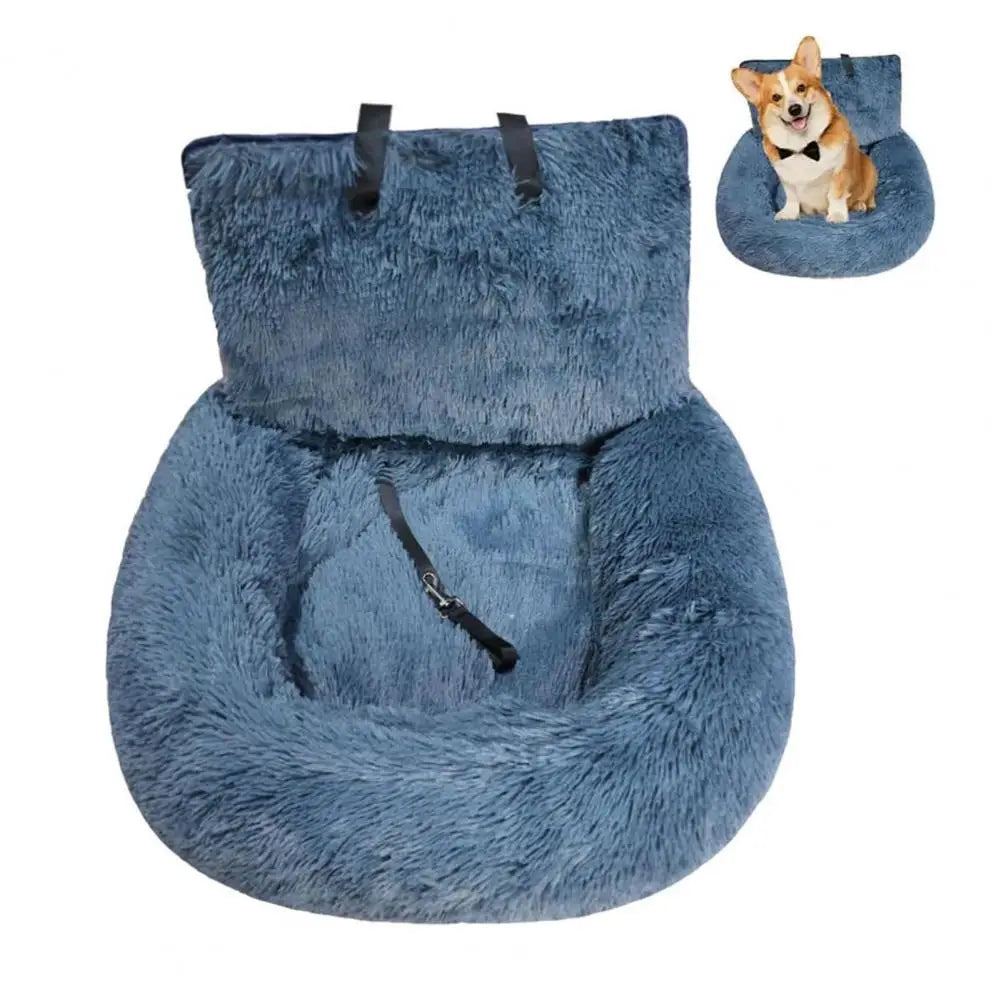 Plush Dog Booster Car Seat Bed — Washable Detachable Cushion, Multiple Sizes