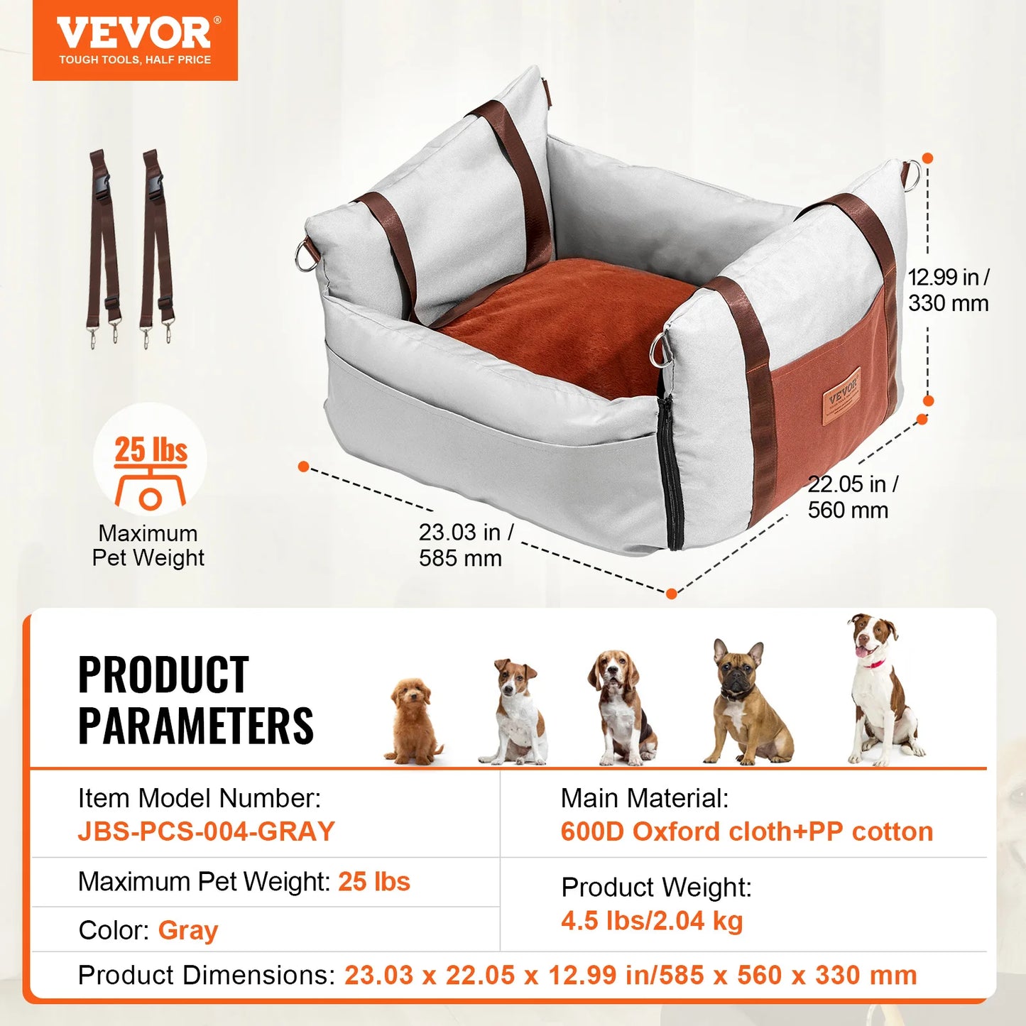 Waterproof Dog Booster Seat with Safety Leash — Medium & Large Dogs