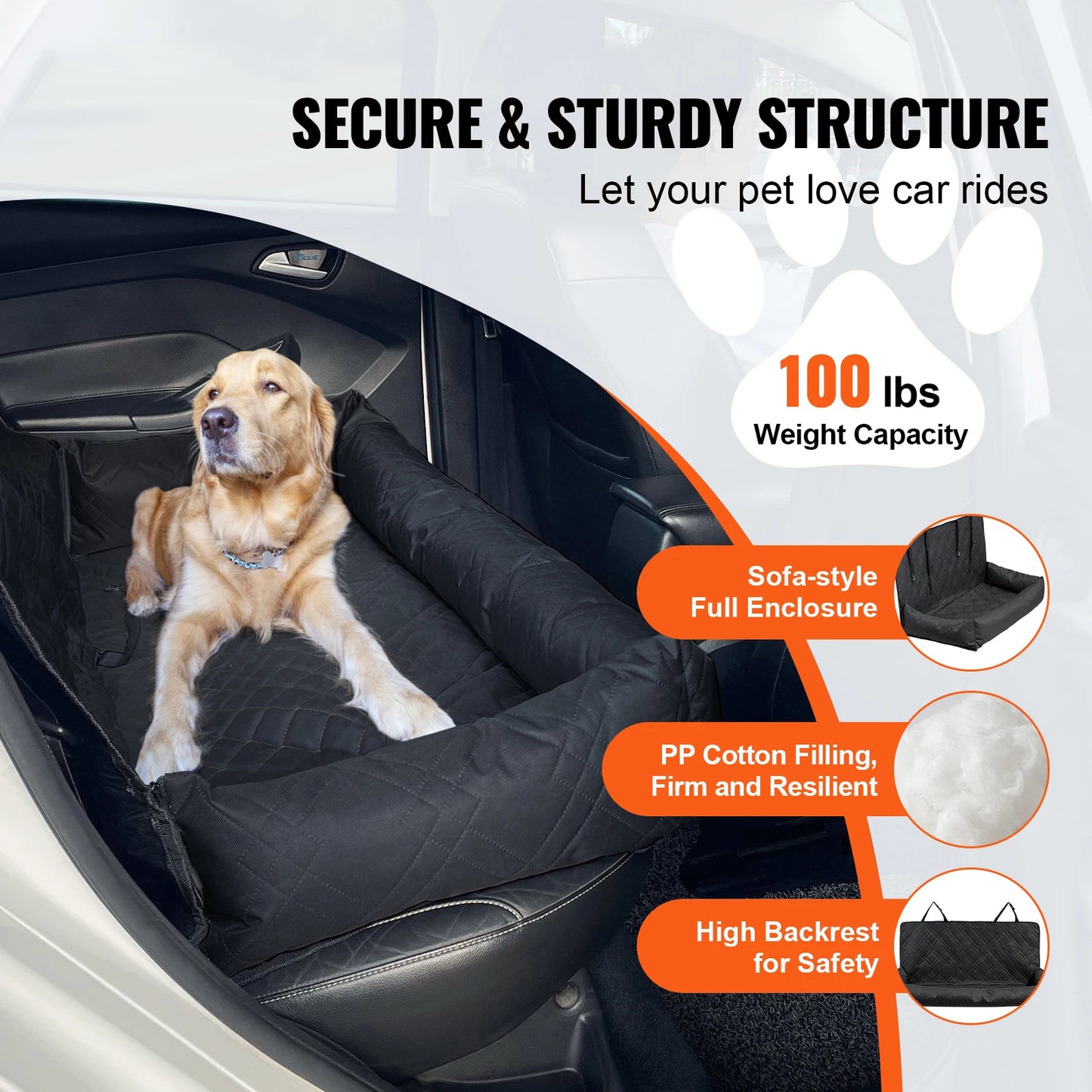 Waterproof Dog Booster Seat with Safety Leash — Medium & Large Dogs
