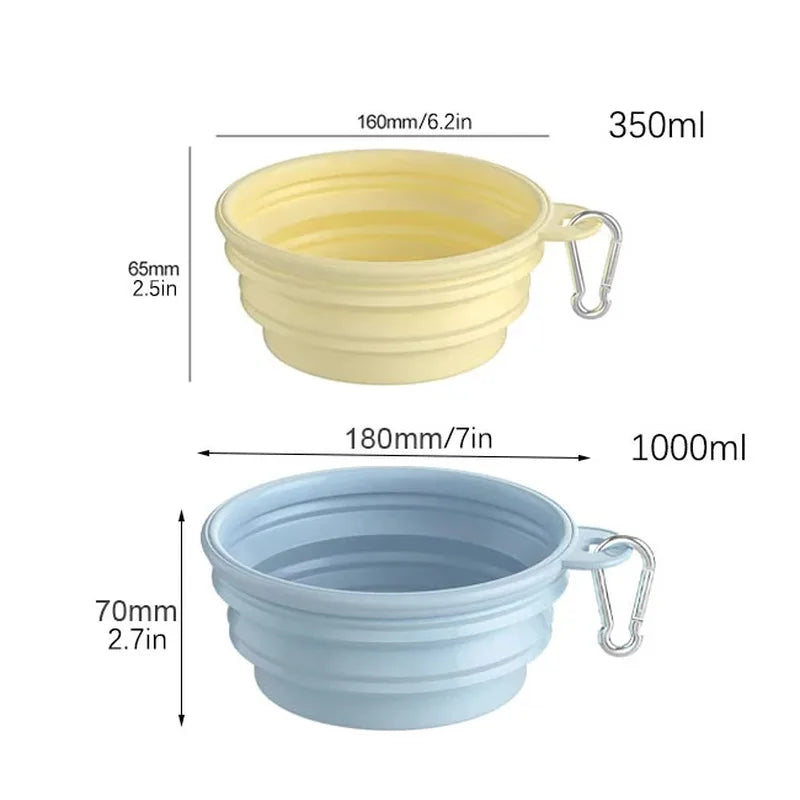 Foldable Dog Travel Bowl — Collapsible Silicone 350ml/1000ml, Multiple Colors