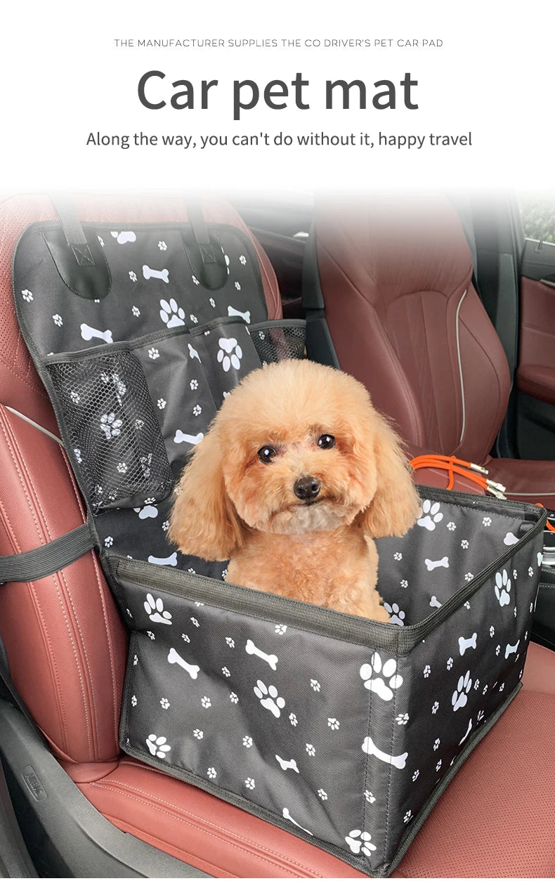 Compact Dog Booster Car Seat with Storage Pockets — Scratch-Proof
