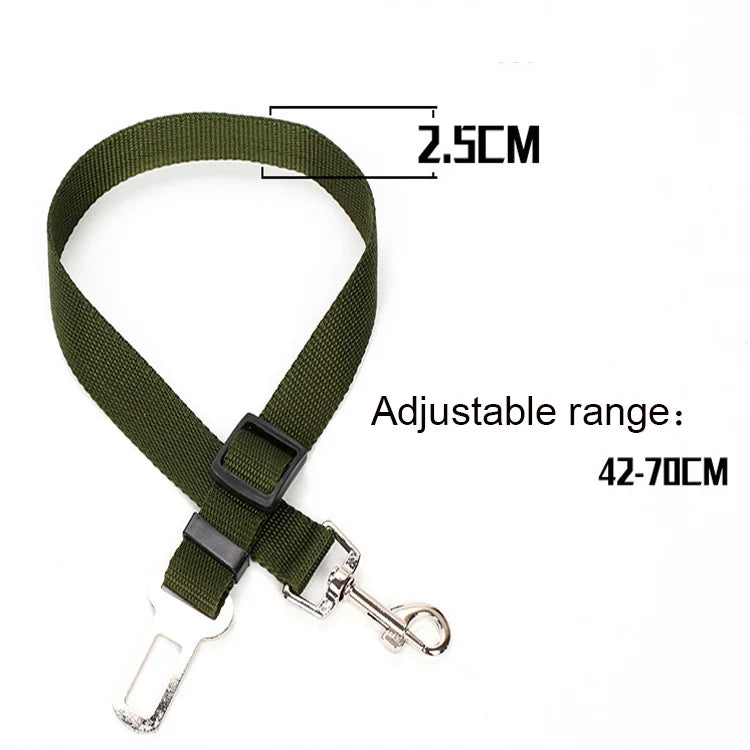 Reflective Dog Car Seat Belt with Elastic Traction Rope — Adjustable Safety Clip