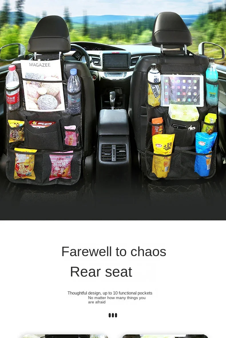 Dog Car Backseat Organizer — Multi-Pocket Storage Bag, Headrest Mount
