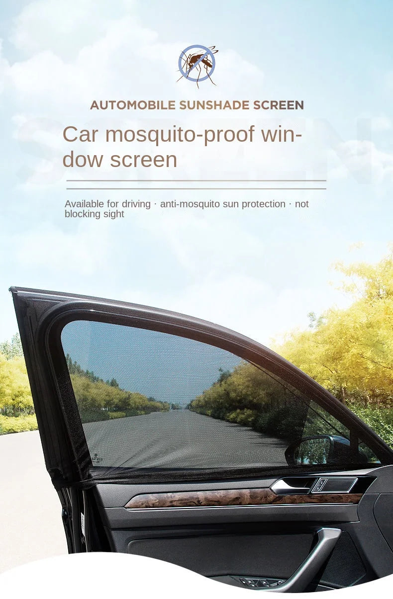 Car Rear Window Sunshade 2-Pack — UV Mesh Privacy Curtain, 6 Colors