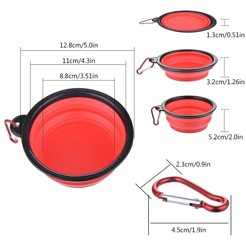Portable Collapsible Dog Travel Bowl — TPR Silicone Food & Water Feeder, 9 Sizes