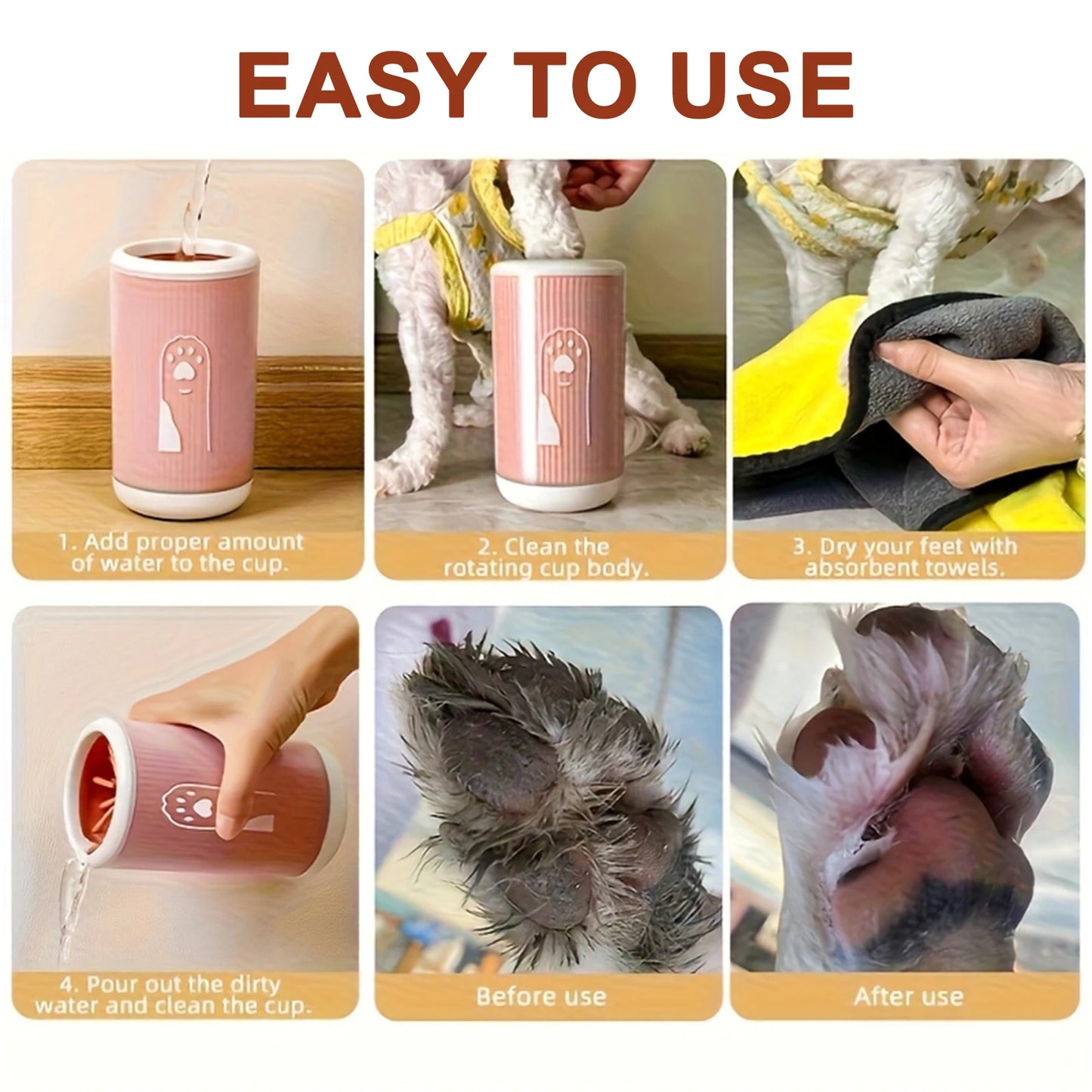 Portable Dog Paw Cleaner Cup — Soft Silicone Brush, Muddy Paw Washer
