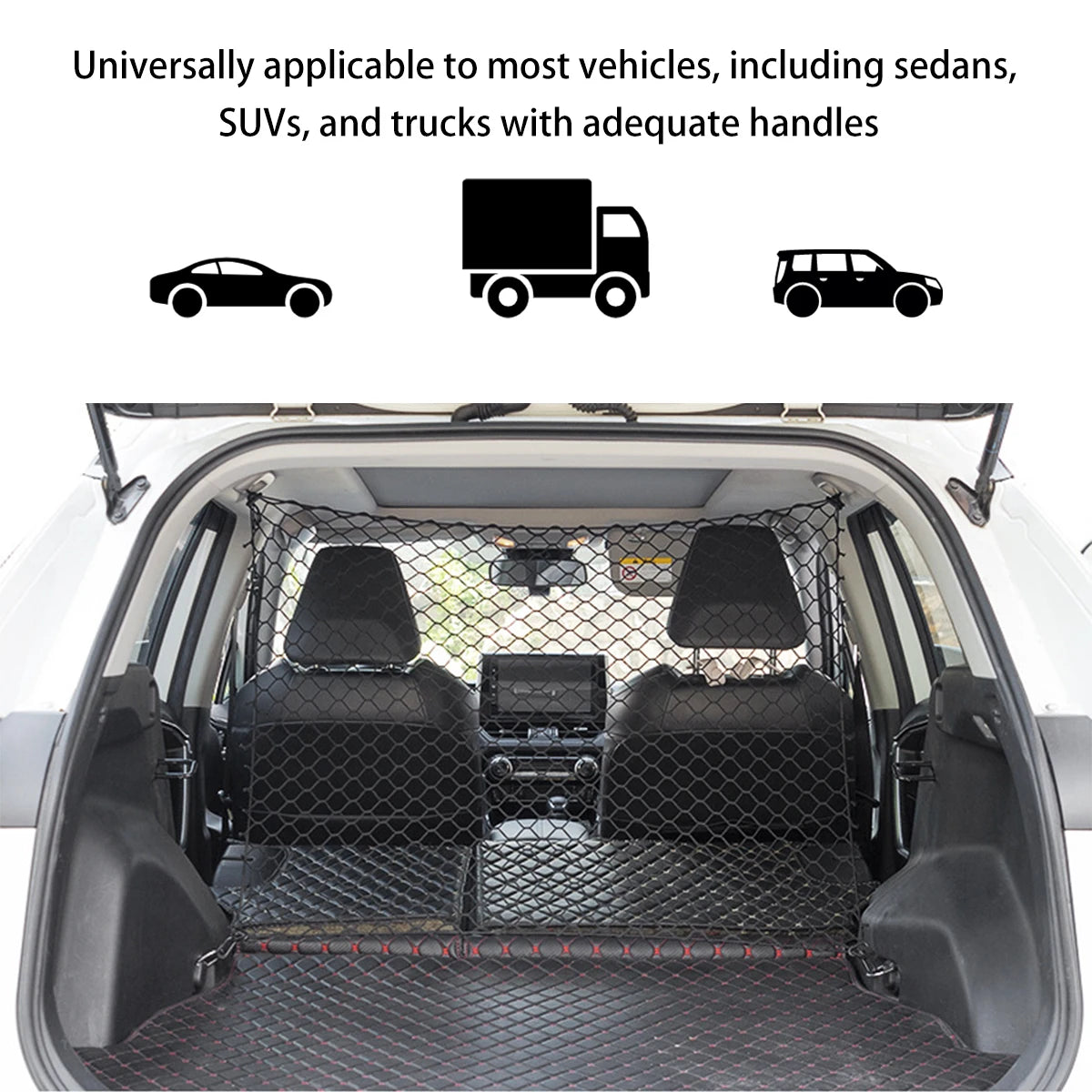 Foldable Dog Car Safety Barrier Net — Universal Fit with Hooks