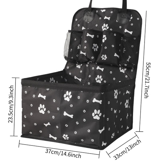 Compact Dog Booster Car Seat with Storage Pockets — Scratch-Proof