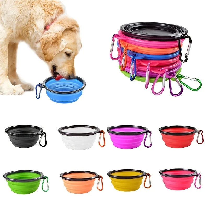 Portable Collapsible Dog Travel Bowl — TPR Silicone Food & Water Feeder, 9 Sizes
