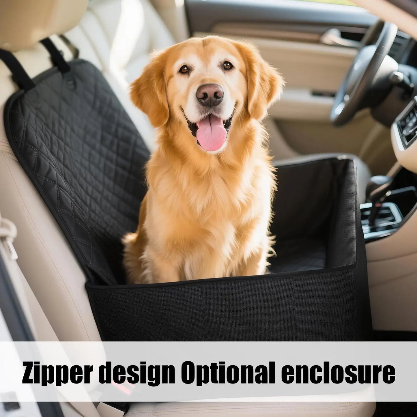 SUV Dog Booster Car Seat — Waterproof Carseat Cushion Carrier for Large Dogs