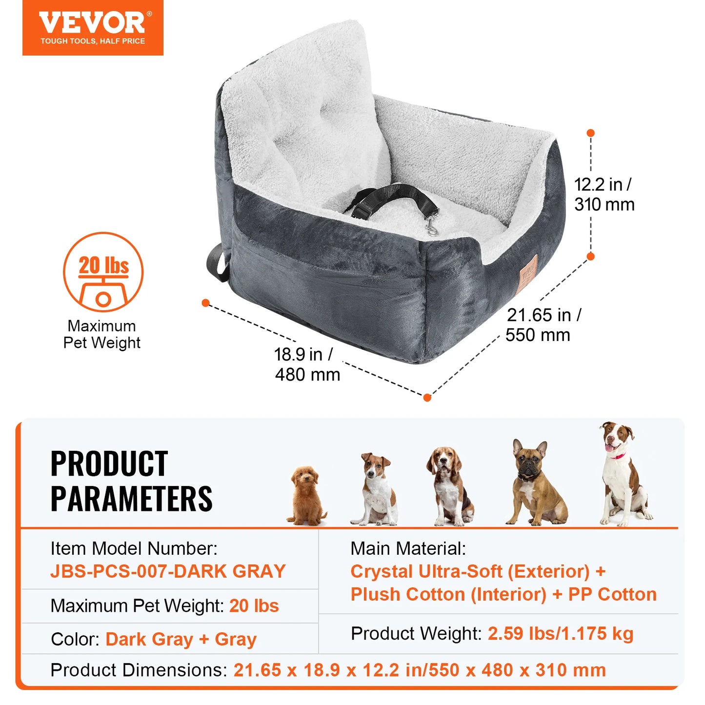 Waterproof Dog Booster Seat with Safety Leash — Medium & Large Dogs