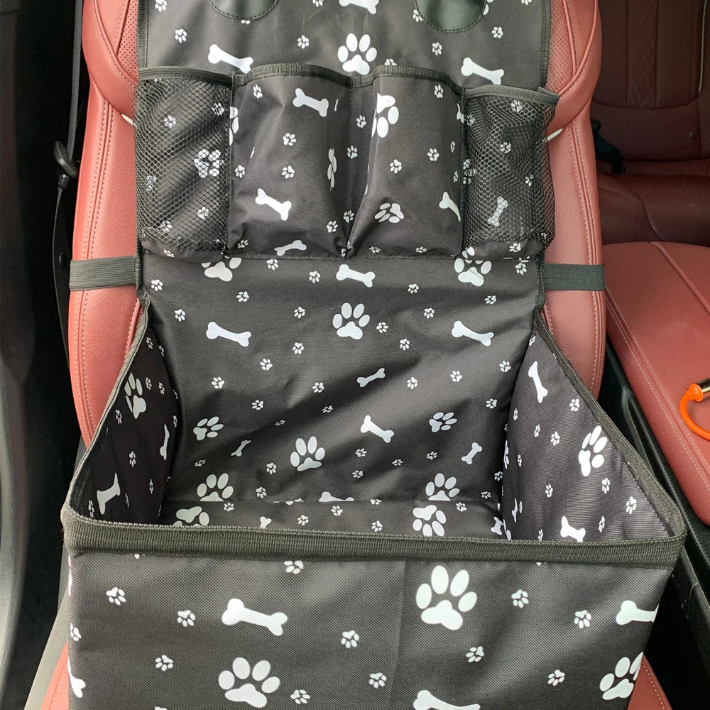 Compact Dog Booster Car Seat with Storage Pockets — Scratch-Proof