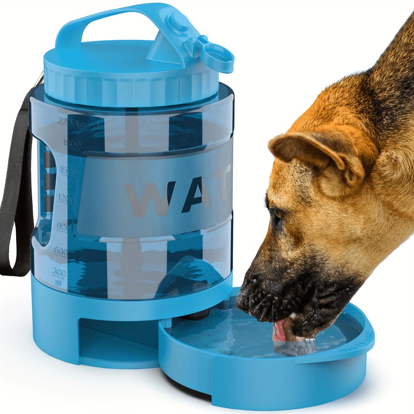 Large Dog Travel Water Bottle — 74oz Leakproof Built-In Bowl for Hiking & Camping