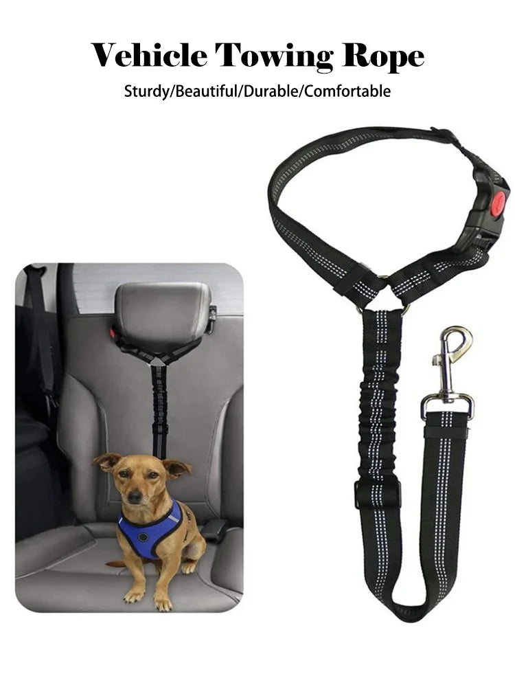Telescopic Dog Car Seat Belt — Anti-Burst Shock-Absorbing Safety Strap