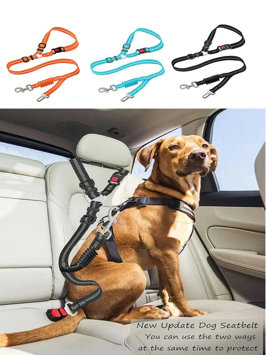Adjustable Dog Car Seat Belt with Bungee Shock Buffer — 3 Sizes