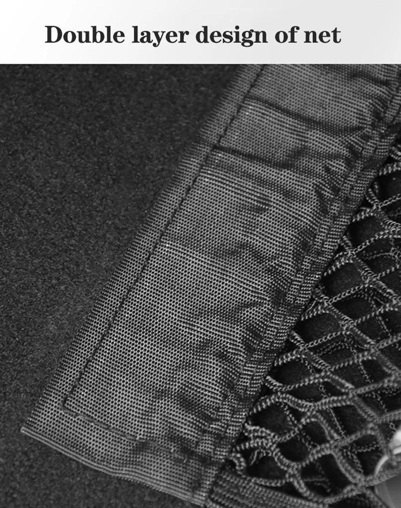 Car Seat Back Mesh Organizer — Elastic Net Pocket, Universal Sticker Mount