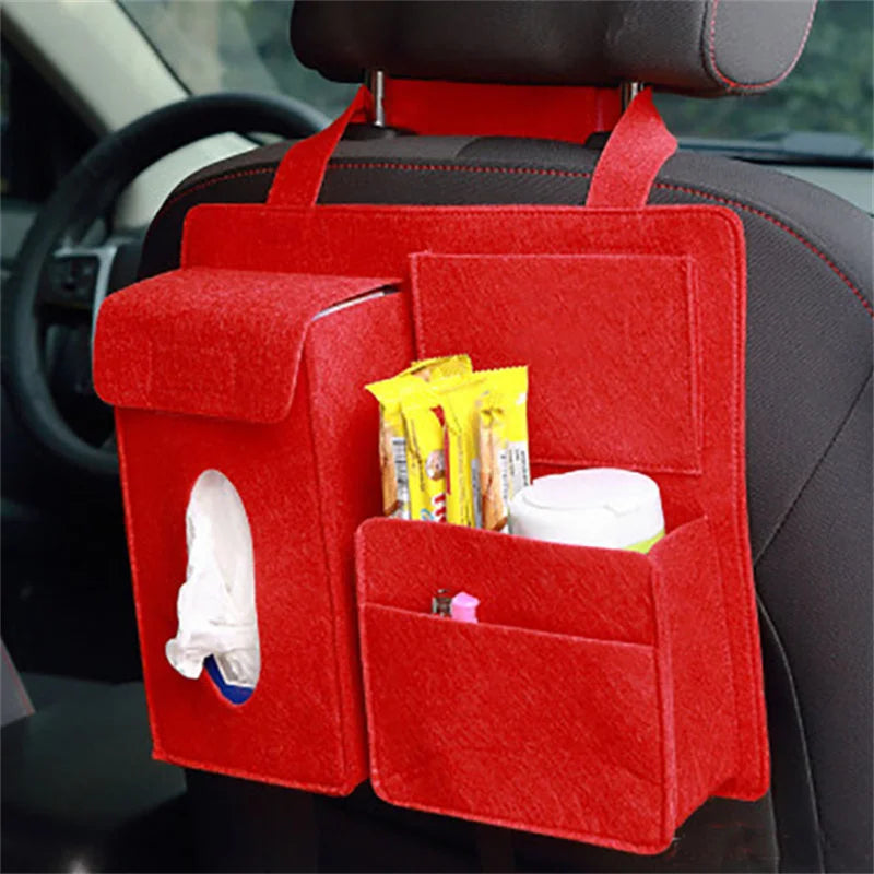 Car Backseat Storage Organizer — Tissue Holder, Phone Pocket & Trash Can