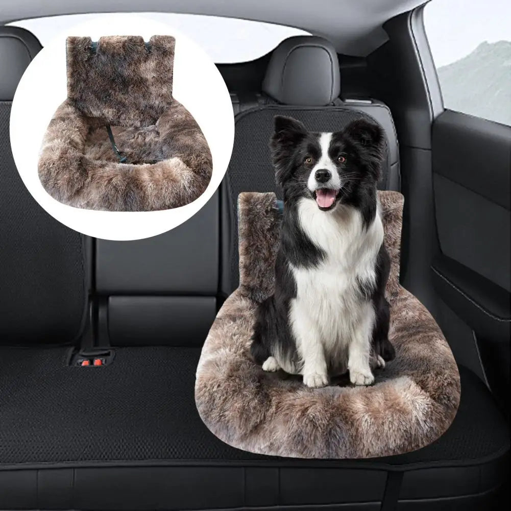 Plush Dog Booster Car Seat Bed — Washable Detachable Cushion, Multiple Sizes