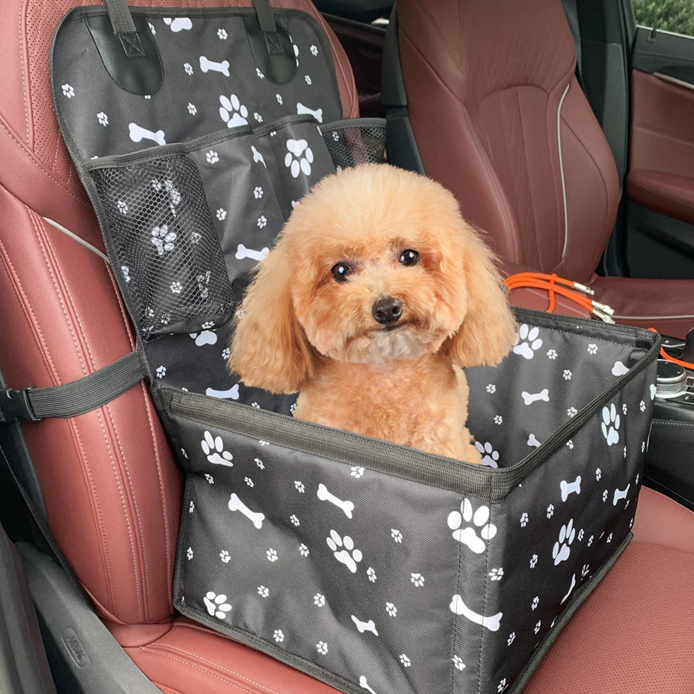 Compact Dog Booster Car Seat with Storage Pockets — Scratch-Proof