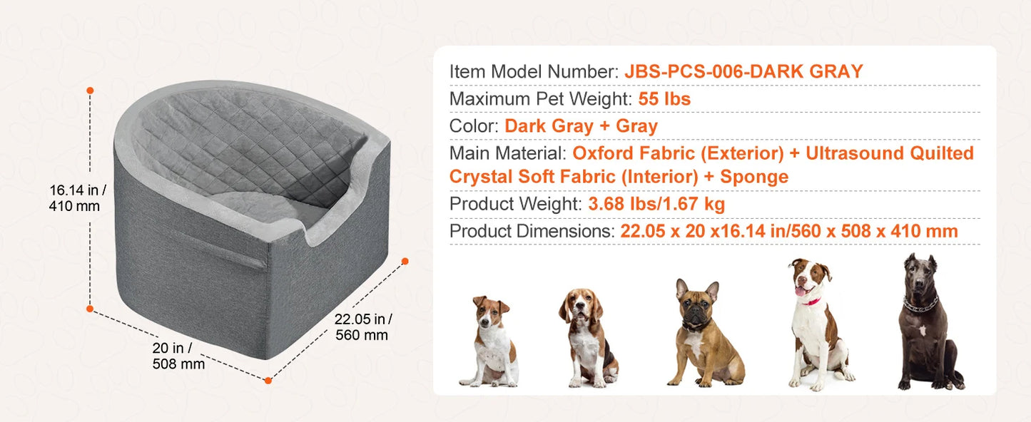 Waterproof Dog Car Booster Seat — Safety Leash Included, PP Cotton, All Sizes
