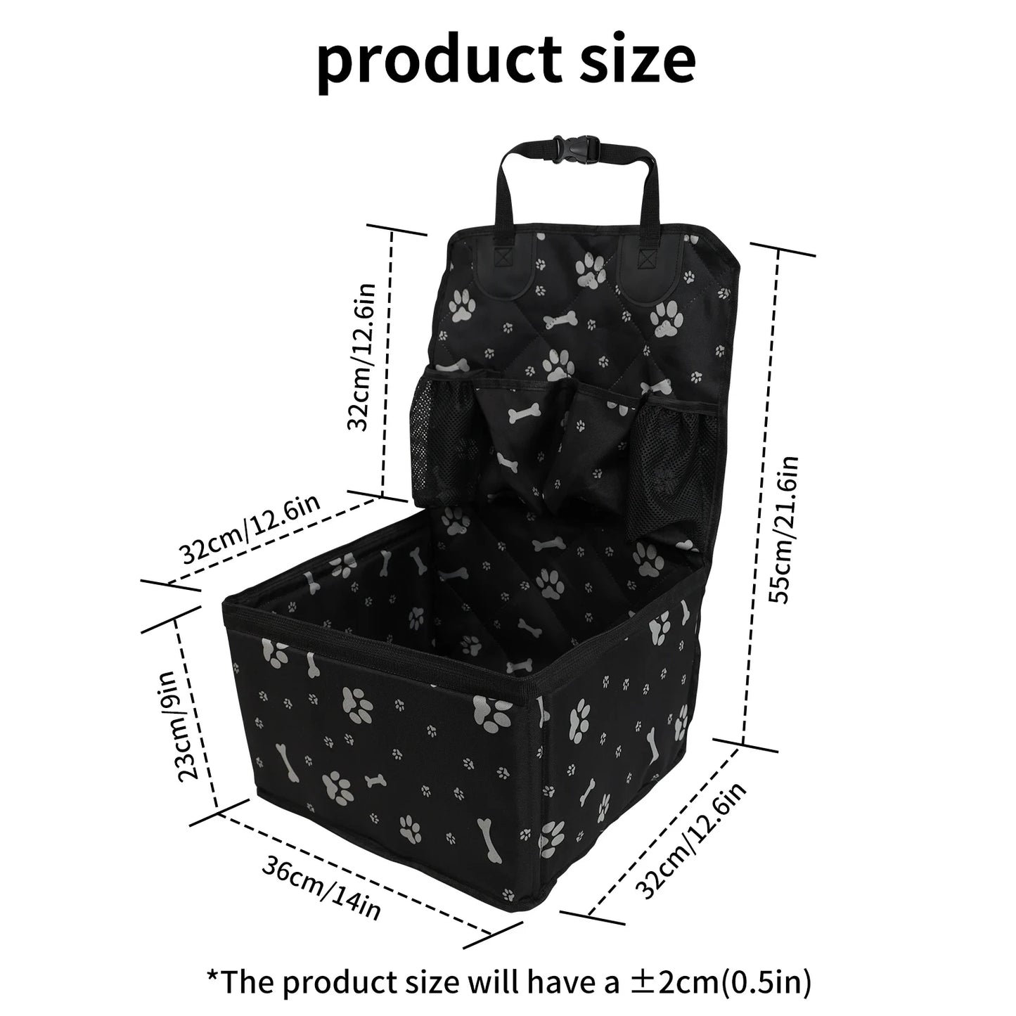 Dog Car Booster Seat with Storage Pockets — Scratch-Proof, Small & Medium Dogs