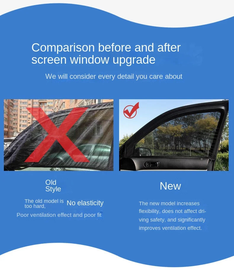 Car Rear Window Sunshade 2-Pack — UV Mesh Privacy Curtain, 6 Colors