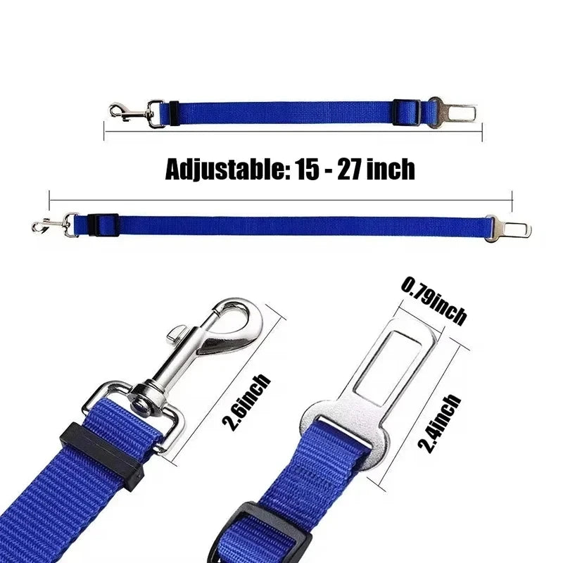 Retractable Dog Car Seat Belt — Adjustable Safety Harness Leash for Car Travel