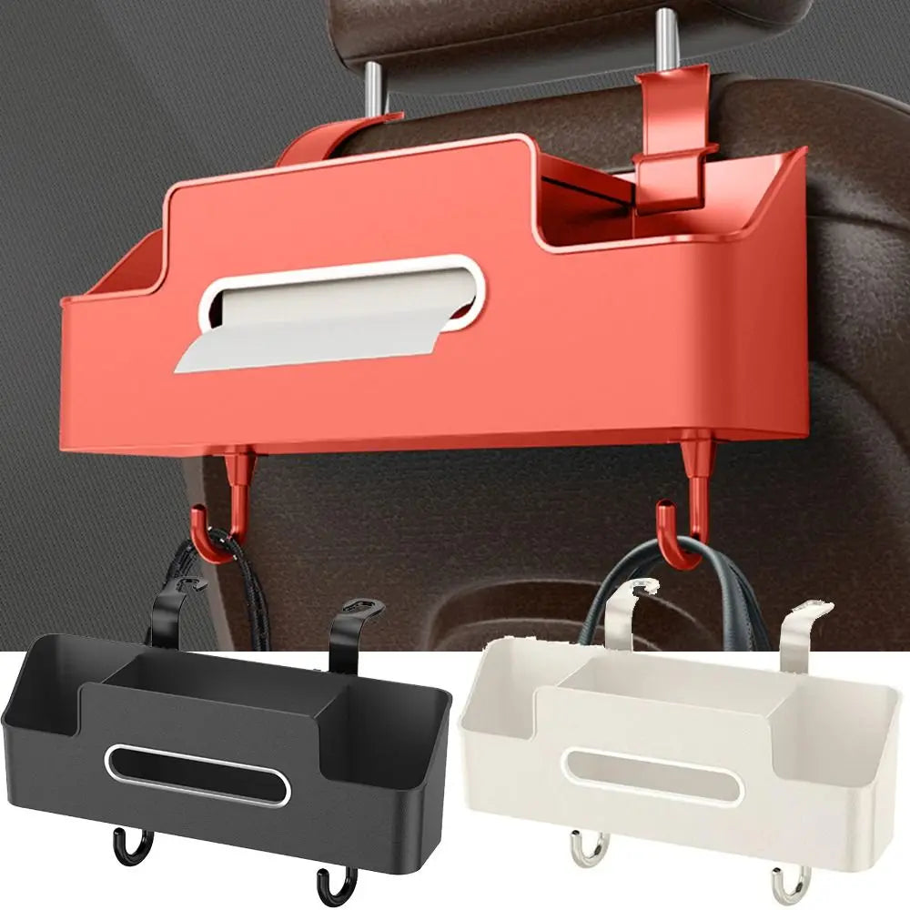 Car Headrest Organizer with Cup Holder & Phone Stand — Multi-Pocket Hanging Bag