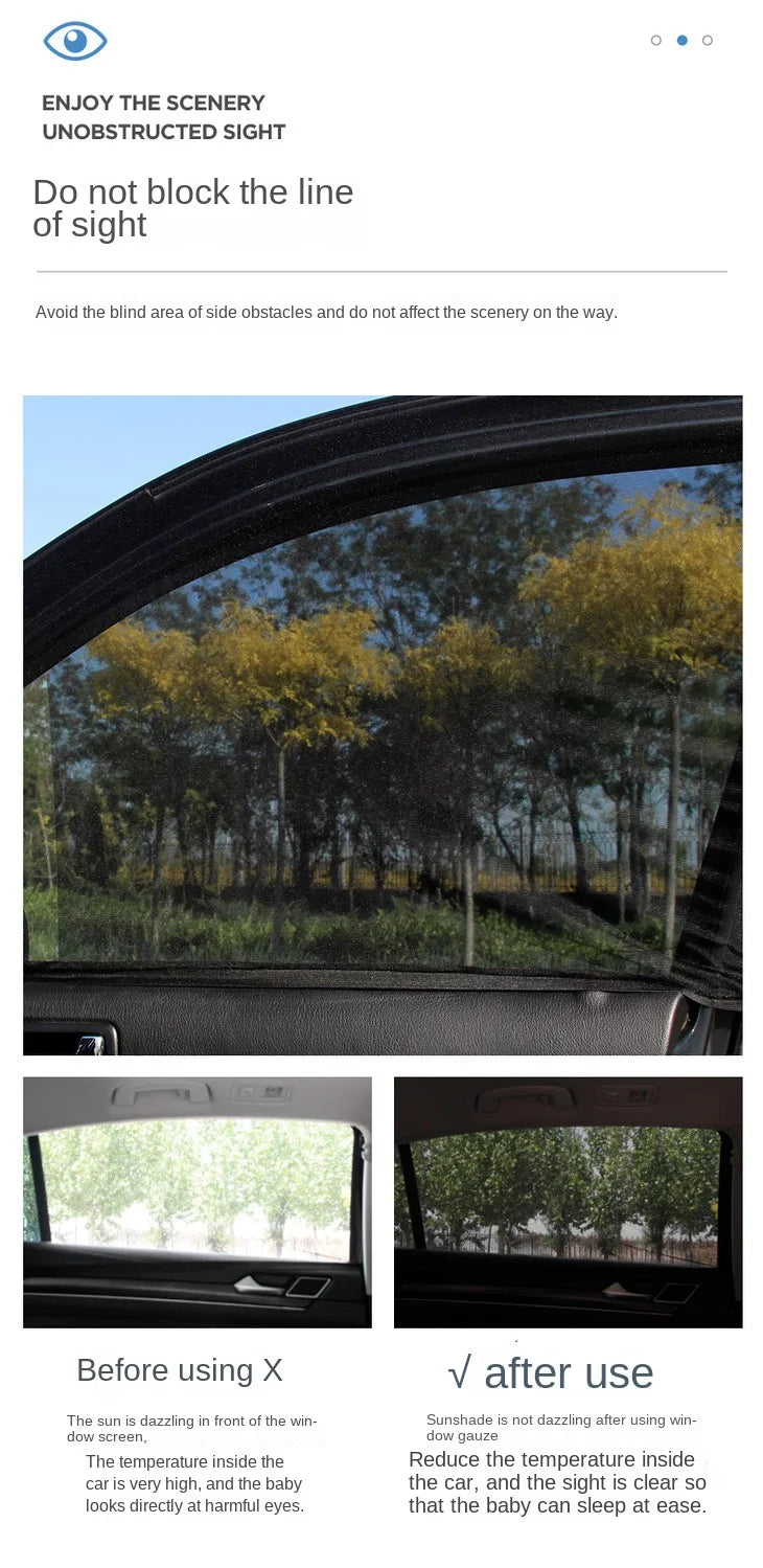 Car Rear Window Sunshade 2-Pack — UV Mesh Privacy Curtain, 6 Colors