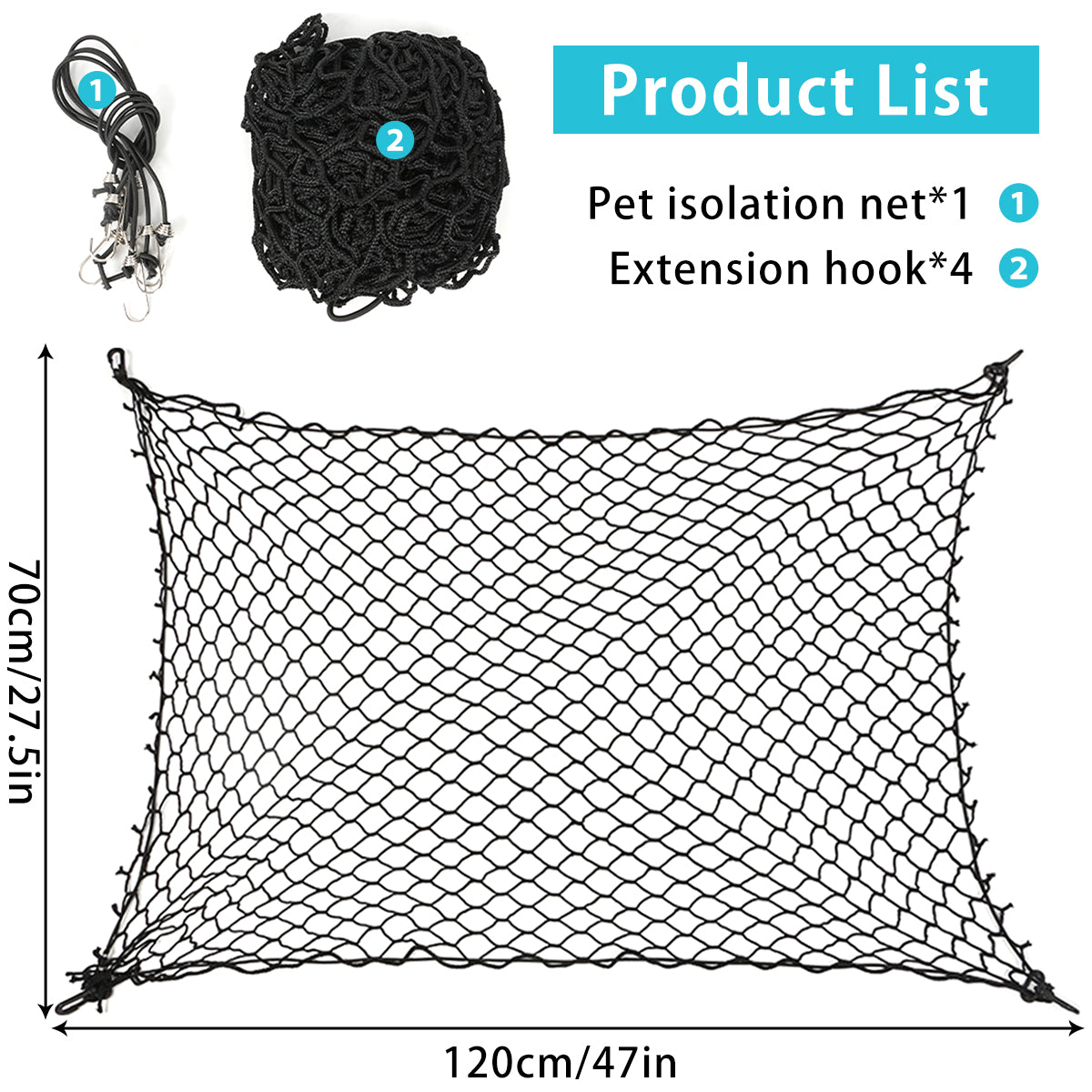 Foldable Dog Car Barrier Net — Elastic Durable Safety Fence with Hooks 2024