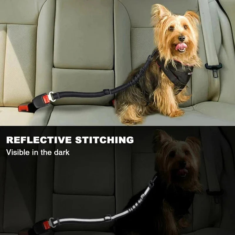 Nylon Dog Seat Belt Harness with Bungee Buffer — Reflective, Multiple Sizes