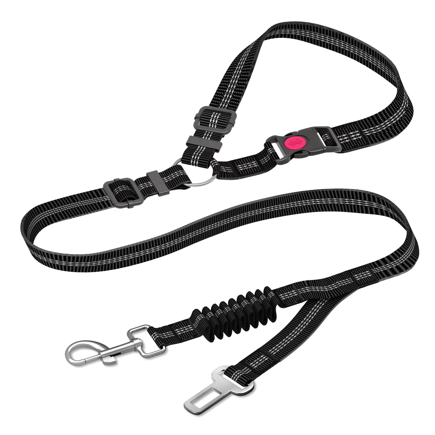 Adjustable Dog Car Seat Belt with Bungee Shock Buffer — 3 Sizes