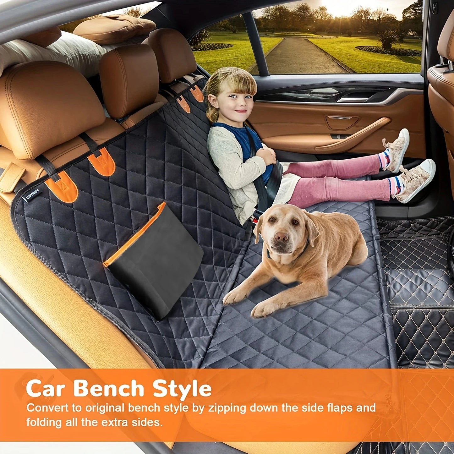 Heavy-Duty Dog Car Hammock Seat Cover — 600D Scratch-Proof Waterproof Back Seat