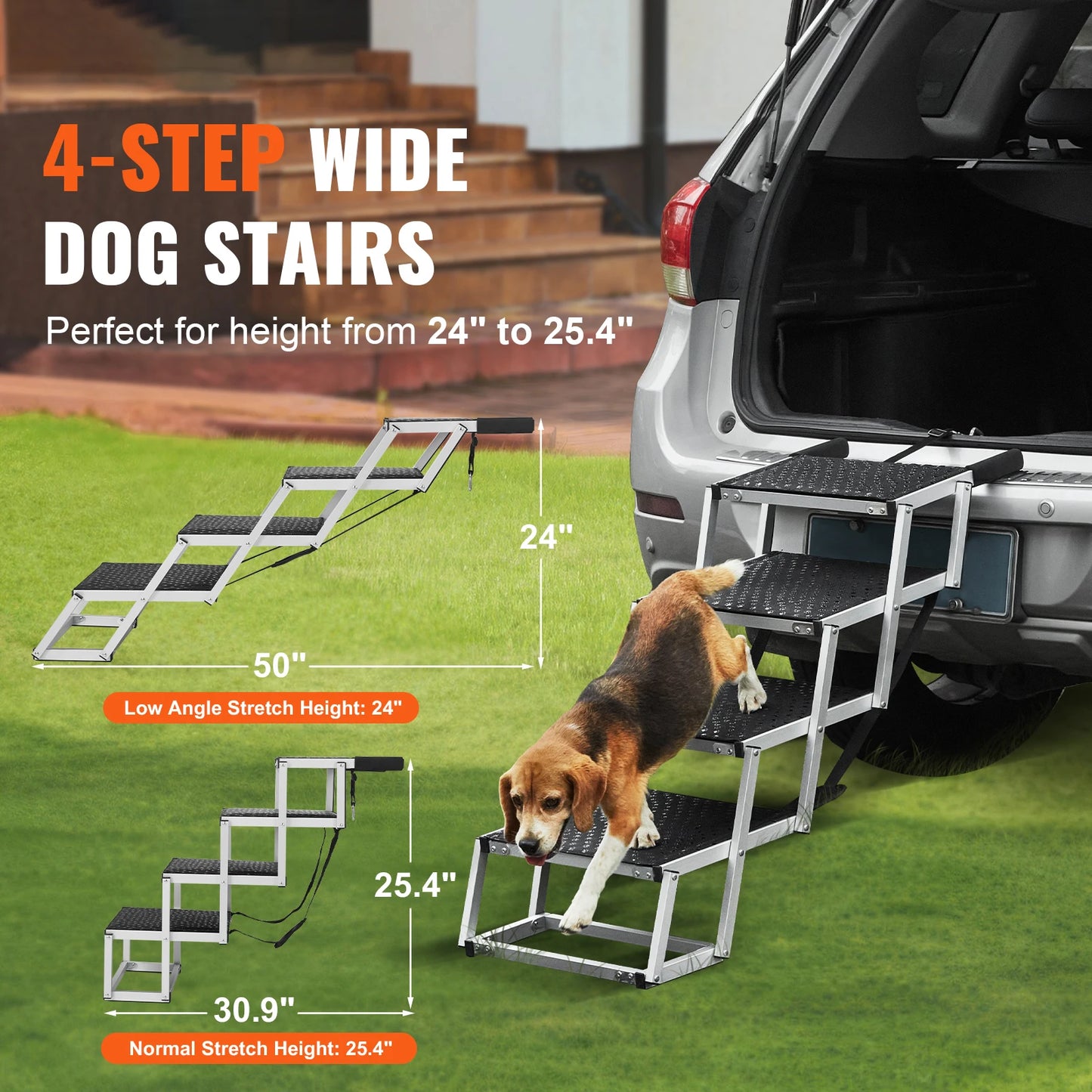 Folding Dog Car Steps — Lightweight Aluminum, Holds Up to 150 lbs