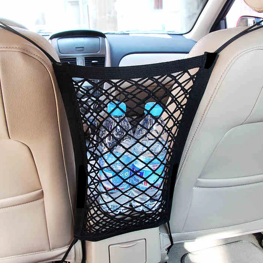 Dog Car Barrier Net with Auto-Open Mesh & Storage Bag — Back Seat Guard