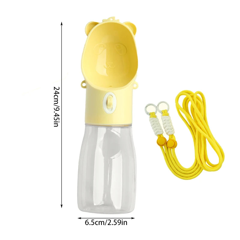 Leakproof Dog Travel Water Bottle with Built-In Bowl — Multiple Sizes